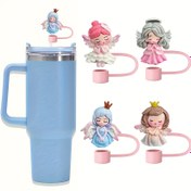 Resim 4 adet Silikon Pipet Ucu | 1.02 cm çaplı pipetler için toz geçirmez ve yeniden kullanılabilir kapaklar, dekoratif çiçek deseni 
