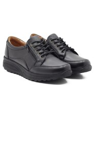 Resim Barmea 755 Siyah Ortopedik Topuk Dikeni Bağcıklı Fermuarlı Detay Kadın Hafif Yürüyüş Ayakkabısı 