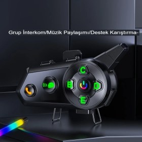 Resim Ensiga 6 Kişi Eşleşmeli 2 Kişi Uyumlu Konuşmalı Motosiklet Intercom 500M Mesafeli Müzik Paylaşımlı 