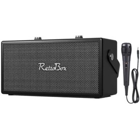 Resim Acl Acs-19 Retro Müzik Kutusu Bluetooth 5.0 Hoparlör Kablolu Mikrofonlu Karaoke Destekli 20W Ses Sistemi 