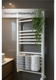 Resim Asılabilir Havlupan Düzenleyici Banyo Havluluk Kurutma Sepeti Tuvalet Kağıdı Organizeri Beyaz Beyaz 