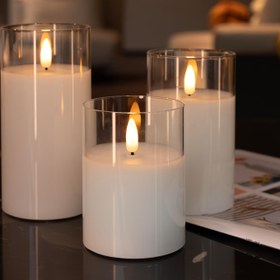 Resim Uzaktan Kumandalı 10.16cm/12.7cm/15.24cm Alevsiz LED Çay Işıkları, Pille Çalışan Akrylik Mumlar Zamanlayıcı Fonksiyonlu, Düğünler, Doğum Günleri, Noel Dekoru için Gerçekçi Titrek Etki (Piller Dahil Değildir), Mumluk Dekor 