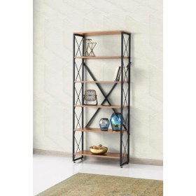 Resim Sivas Gözde Modern Tarz Ahşap Metal 5 Raflı Kitaplık 80X30X180 