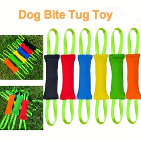 Resim Köpekler için Çekme Oyuncağı, 2 Güçlü Yeşil Bantlı Saplarla Dayanıklı İp Halat, Yavru ve Yetişkin Köpekler için Etkileşimli Antrenman Ekipmanı, Çekme Mücadelesi Amaçlı İpi Kopmaz En İyi Seçenek 