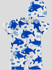 Resim My Kids Wear Boneli ,Pervaz Fermuarlı ,Güneş Korumalı Erkek Çocuk Tulum Mayo 