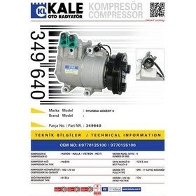 Resim KALE OTO Radyatör 349640 Klima Kompresörü Accent II-1.5-1.6 