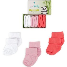 Resim Novibaby 3'lü Bambu Yenidoğan Bebek Çorap I Rose I 0-6 ay "Karışık Renkli" 