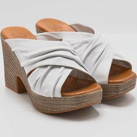 Resim Kadın Dolgu Topuk Deri Terlik Beyaz 23027601y Yetişkin 