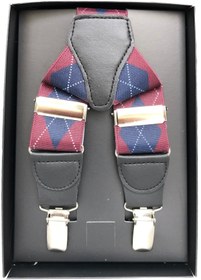 Resim Yage Lacivert Zemin Bordo Ekose Desenli 3,5 Cm Pantolon Askısı 