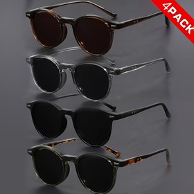 Resim Küçük yüz şekilleri için tasarlanmış, sokak stili, partiler ve konserler için ideal dört çift şık yuvarlak çerçeveli gözlük - unisex 