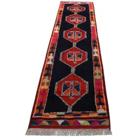 Resim Zehra Abla Halı Yeni El Dokuma Benzersiz Otantik Koyu Lacivert Herki Yolluk Yün Halı 7172 Çok Renkli 