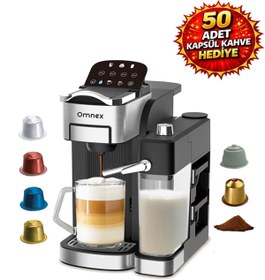 Resim Omnex Ox-Pro2 Barista Otomatik kapsül kahve 20 Bar Basınçlı Süt Köpürtücü Espresso Makinesi 