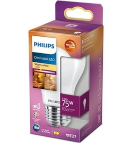 Resim Philips LED Classic Dimlenebilir Buzlu Filament Ampul 7.2W 1055Lum 2700K Sarı Işık A60 E27 (75W) 