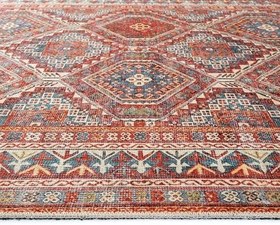 Resim Cool Halı Private Turuncu Eskitme Vintage Halı Etnik Dokuma Şönil Halı Yıkanabilir Salon Halısı 