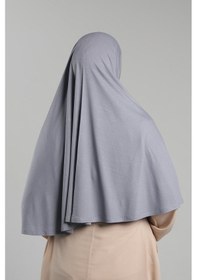Resim Hürrem Bone Gri Pratik Hazır Geçmeli Tesettür Eşarp Viskon Pratik Namaz Örtüsü 2201 15 Gri 
