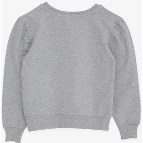 Resim Breeze Kız Çocuk Sweatshirt Simli Yazı Baskılı 8-14 Yaş, Gri Melanj 