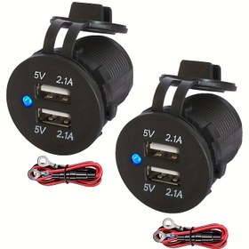 Resim Çift Portlu USB Araç Şarj Cihazı 12-24V 2.1A Hızlı Şarj, Otomatik Ters Polarite, Çift LED Mavi & Kırmızı Işıklı, Yüksek Kaliteli Sigara Çakmak Adaptörü, Hızlı Araç Şarj Cihazı, Araç Güç Kaynağı, Şık Tasarım, Güvenilir Şarj Aparatı, Kompakt Tasarım, Teknoloji Meraklıları İçin Hızlı Şarj Cihazı 