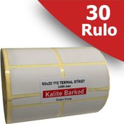 Resim Kalite Barkod 50X25 2'li Termal Etiket 30 Rulo Barkod Etiketi 