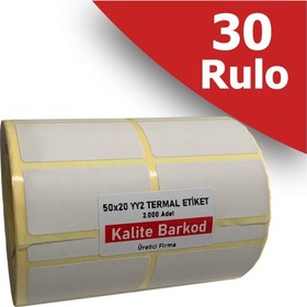 Resim Kalite Barkod 50X25 2'li Termal Etiket 30 Rulo Barkod Etiketi 