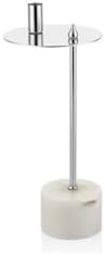 Resim Evza Mermer Disk Asimetrik Mumluk Beyaz Gümüş 9 * 15 * 36 Cm 
