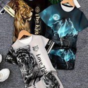 Resim 6 parça set, erkek çocuklar için kaplan, aslan ve kurt desenli, 3D baskılı tasarım, kısa kollu tişört ve şorttan oluşan spor kıyafet takımı, fitness ve açık hava sporları için ideal 