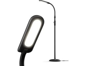 Resim Aukey Modern Iç Mekan Aydınlatma Göz Yormayan LED Ayaklı Lamba 5 Kademeli Ayarlanabilir Parlaklık Için Modern Lambası Salon Oturma Odası Koltuk Ucu Lamba Ayakta Duran Işık, 