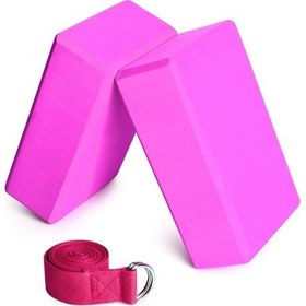 Resim Fortunelane 2 Adet Yoga Bloğu Ve 1 Pamuk Kayışı - Denge Ve Zindelik İçin 