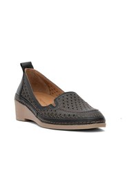 Resim Mammamia D25ya-330 Kadın Hakiki Deri Dolgu Topuk Ayakkabı Siyah Siyah 