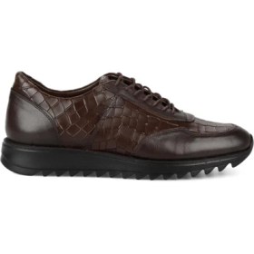 Resim FootCourt Kahverengi Baskılı Deri Erkek Sneakers 