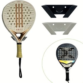 Resim Padel raket, plaj raket, pickleball raket duvara monte braketi, çok fonksiyonlu ve çok amaçlı raket saklama askısı, delme gerektirmeyen raket sergileme standı 