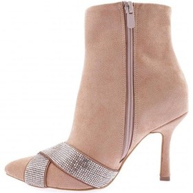 Resim Dgn 5725-424 Çarpaz Taş Detayli Kadin Topuklu Bot 5725-424-R0186 Bej Süet 