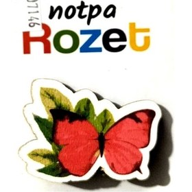 Resim Notpa Rozet Ahşap Kelebek Kırmızı - 3 Adet Çok Renkli 