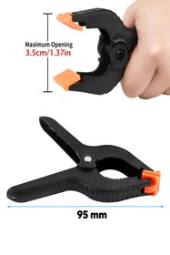 Resim Badem10 Yaylı Kıskaç Mandal El Tip İşkence Siyah Klips Hobi 35 mm 4 ADET 