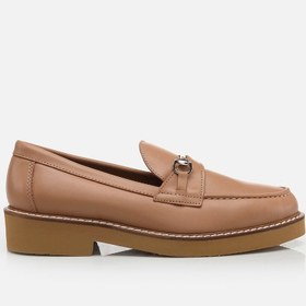 Resim NATUREL-NUDE, , Hakiki Deri Naturel Kadın Loafer 