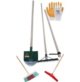 Resim Bahçe Set 11 Parça Kürek Destekli Tırmık Üçgen Çapa Çalı Fırça Çek Pas Saplı Kovan Ayarlı Bahçe Set 