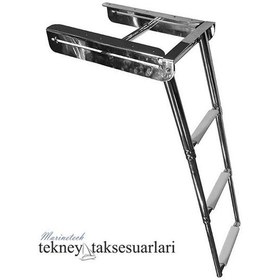 Resim Kızaklı Teleskopik Merdiven. Kapaklı 3 Basamaklı 304 Kalite 