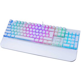 Resim TURBOX TR-MK10PD Gaming Mekanik Pudding Tuş Bilek Destekli Blue Switch Beyaz Mekanik Rgb Klavye 