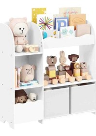 Resim Çocuk Kitaplığı Oyuncak Düzenleyici Beyaz 