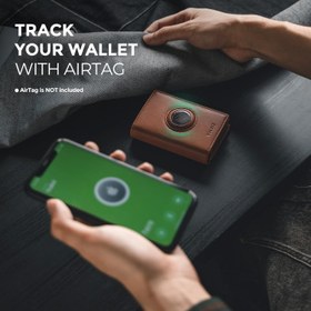 Resim Airtag Uyumlu RFID Cüzdan, Erkekler İçin Deri ve Alüminyum Kredi Kartı Tutucu - Kahverengi 