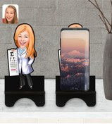 Resim Bk Gift Kişiye Özel Kadın Göz Doktoru Karikatürlü Ahşap Biblo Telefon Standı-1 