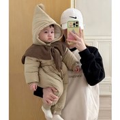 Resim Bebek Kışlık Giysiler - Kapüşonlu Yaka ve Bej/Kahverengi Renkli, Uzun Kollu Tüm Bir Arada Tayt Buzdolabında Saklanabilir Soğuk Hava İçin Elde Yıkanabilecek Çocuk Eşyası, İdeal, Yumuşak Tüylü Bodysuit, Kışlık Sıcak Peluş, Ayaklı Kar Tulumu, Kış için Zıplama Kıyafeti, Kar Oyunu, Ayaklı Tulum, Yenidoğan Bebek Kıyafetleri 