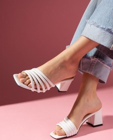 Resim FUGA MODA Ramona Beyaz Bantlı Topuklu Terlik 