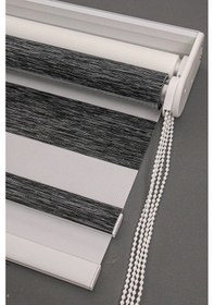 Resim Çift Mekanizma Zebra Stor Güneşlik Perde 08 Koyu Gri Mutfak Balkon Perdesi Çocuk Yatak Odası Perde Koyu Gri 1 