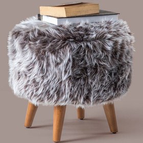 Resim Sanal Mobilya Beyaz Yuvarlak Peluş Gondol Puf 