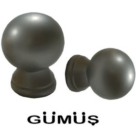 Resim Perdemix Ahşap Rustik Top Başlık 2 Adet Gümüş 