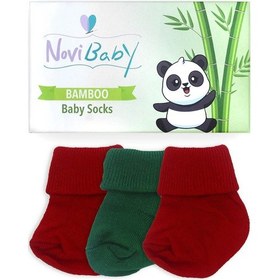 Resim Novibaby 3'lü Bambu Yenidoğan Bebek Çorabı I Christmas I 0-6 ay "Karışık Renkli" 