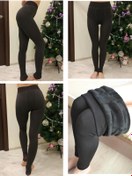 Resim ZBTEKS Kalın Kışlık Içi Peluş Polarlı Çift Dikişli Siyah Toparlayıcı Termal Tayt 