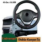 Resim Universal Soft Kamyon Tır Dikmeli Deri Direksiyon Kılıfı Mavi Ipli 45 10.5cm 