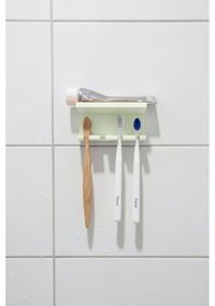 Resim Beyaz Yapışkanlı Çok Amaçlı Diş Fırçası Jilet Jiletlik Asacağı Askılığı Askılık Diş Fırçalık Banyo Organizer 