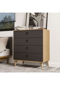 Resim 3618 Versace 4 Çekmeceli Ayaklı Şifonyer Sepet - Antrasit 